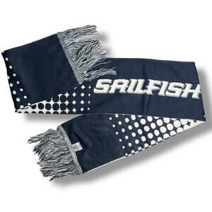 LogoFit Sailfish Reversible Scarf Navy White Knit Marine Palm Beach Atlantic PBA